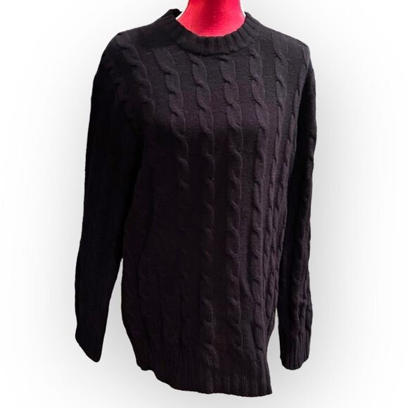 NN07 No Nationality FABIAN Navy Blue Cable Knit Crewneck Lambswool Sweater - Picture 1 of 6